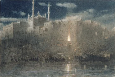 Benares av Moonlight, 1916 (penna & bläck med wc & kroppsfärg på papper)